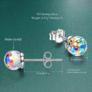 14k White Gold Plated Earrings with Crystal Hypoallergenic Earrings