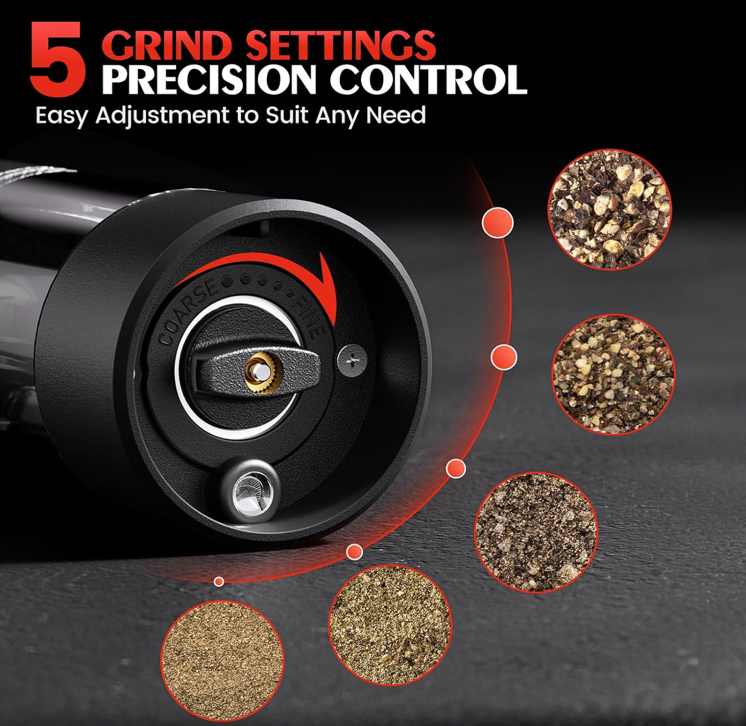 Salt & Pepper Electric Grinder Set, Automatic Battery with Led | TrabsEnterprises Salt & Pepper Electric Grinder Set, Automatic Battery with Led - Image 2
