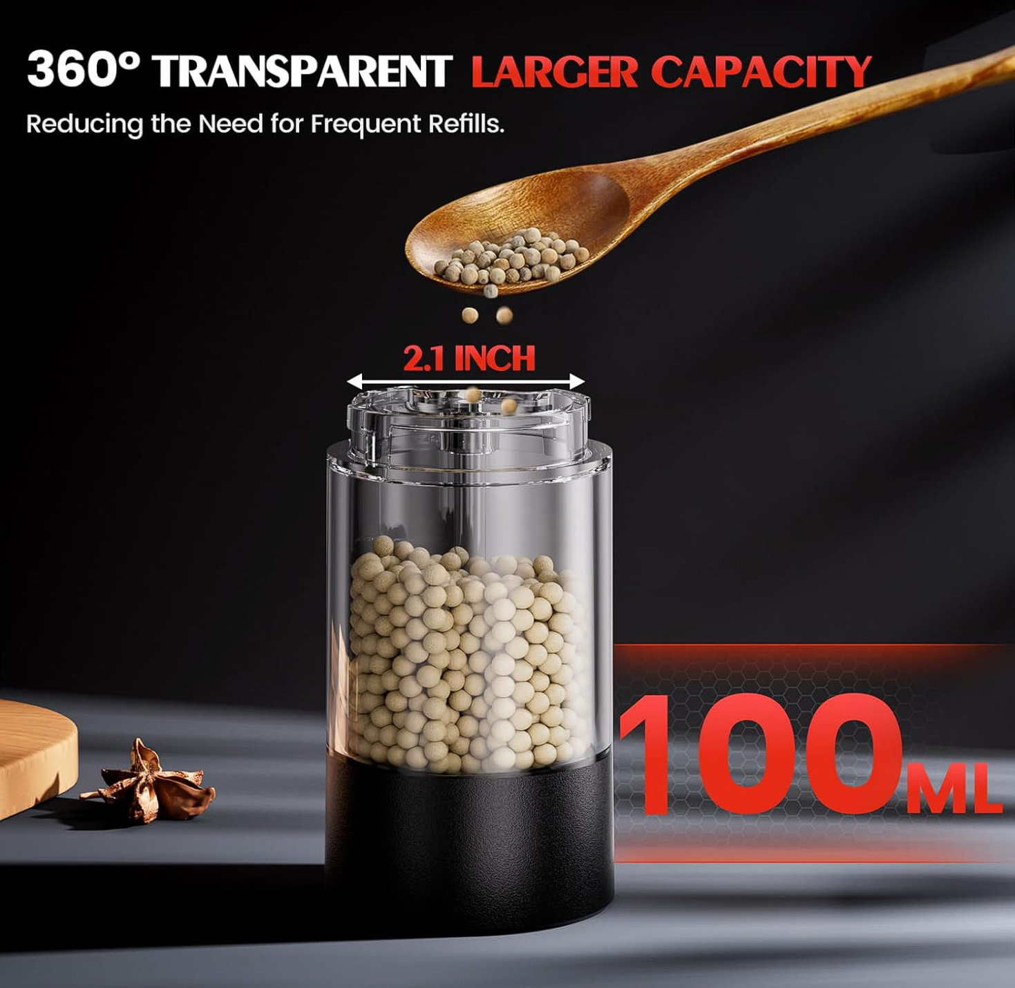 Salt & Pepper Electric Grinder Set, Automatic Battery with Led | TrabsEnterprises Salt & Pepper Electric Grinder Set, Automatic Battery with Led - Image 5