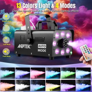 AGPTEK Fog Machine with 13 Colorful LED Lights Effect