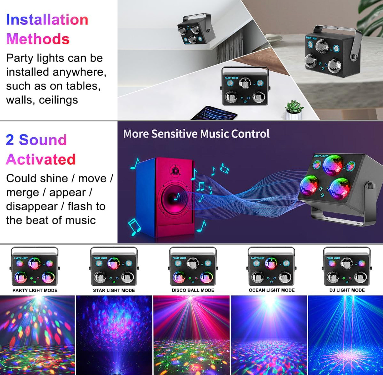 Party Lights, Disco DJ Strobe Light Stage Disco Ball Projector with Remote Control | TrabsEnterprises Party Lights, Disco DJ Strobe Light Stage Disco Ball Projector with Remote Control - Image 3