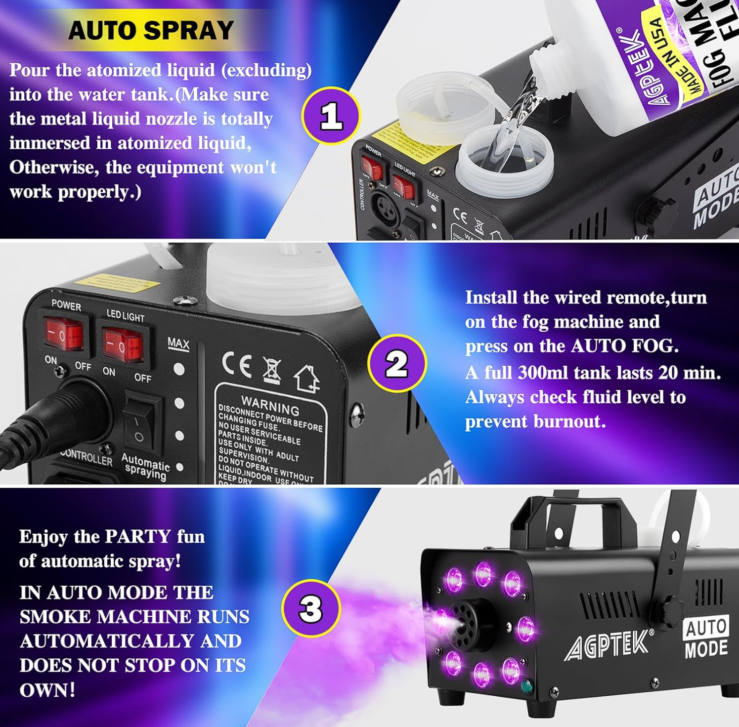 AGPTEK Fog Machine with 13 Colorful LED Lights Effect | TrabsEnterprises AGPTEK Fog Machine with 13 Colorful LED Lights Effect - Image 5