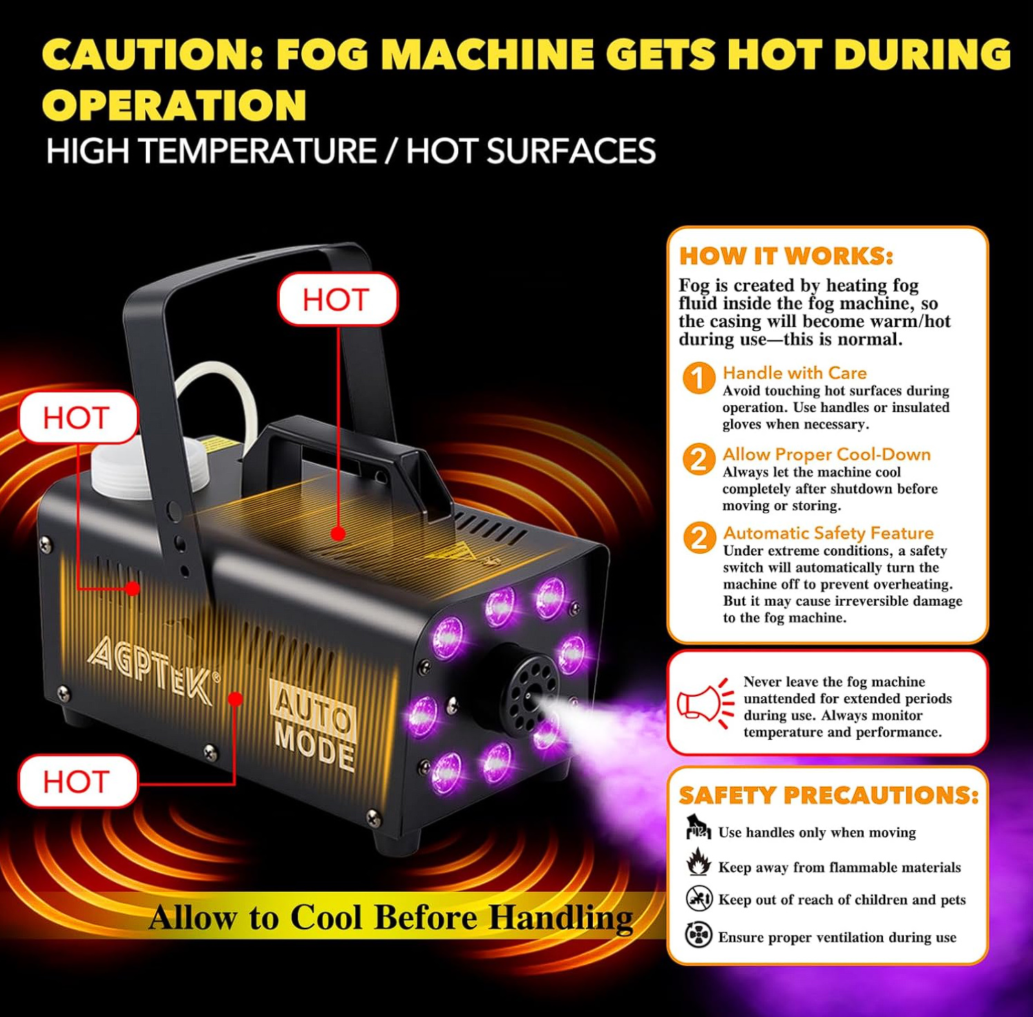 AGPTEK Fog Machine with 13 Colorful LED Lights Effect | TrabsEnterprises AGPTEK Fog Machine with 13 Colorful LED Lights Effect - Image 3