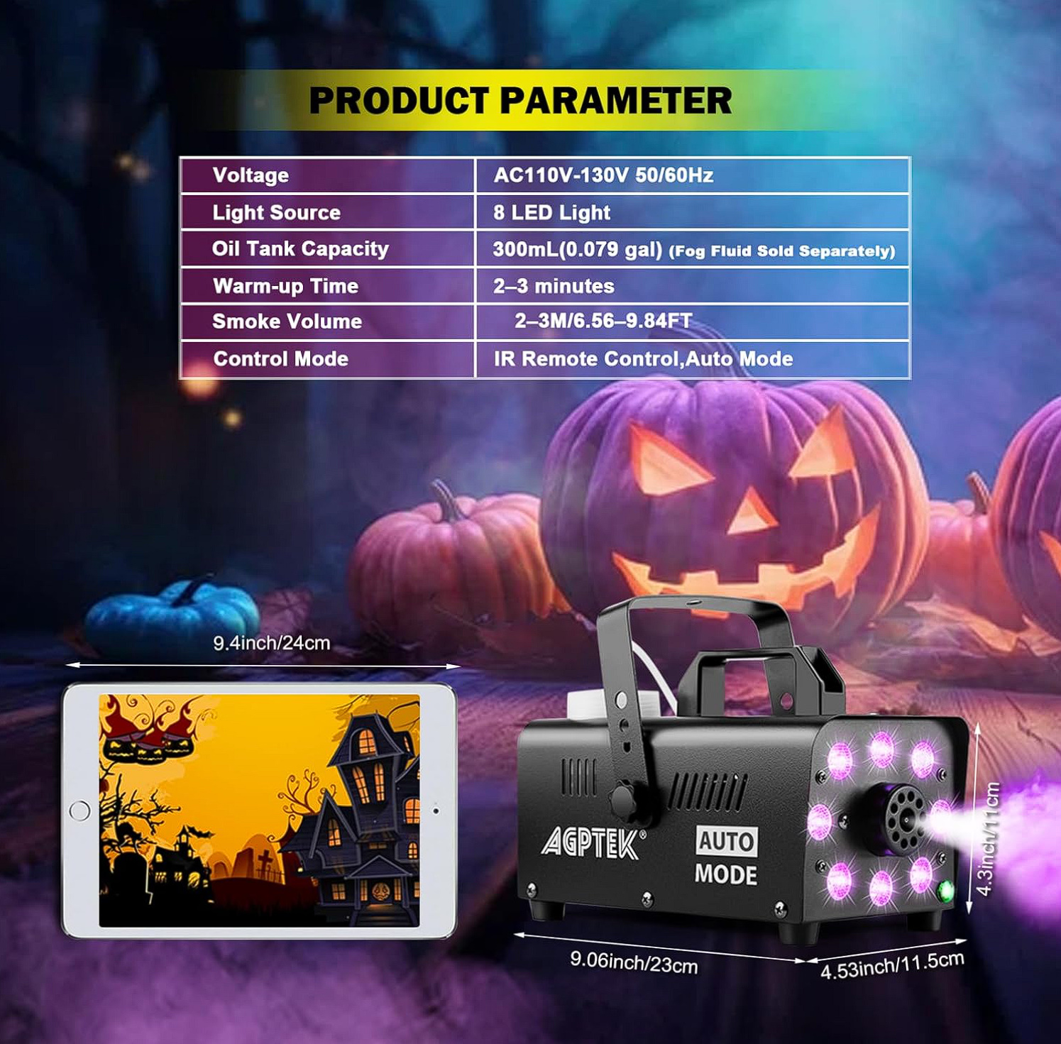 AGPTEK Fog Machine with 13 Colorful LED Lights Effect | TrabsEnterprises AGPTEK Fog Machine with 13 Colorful LED Lights Effect - Image 2